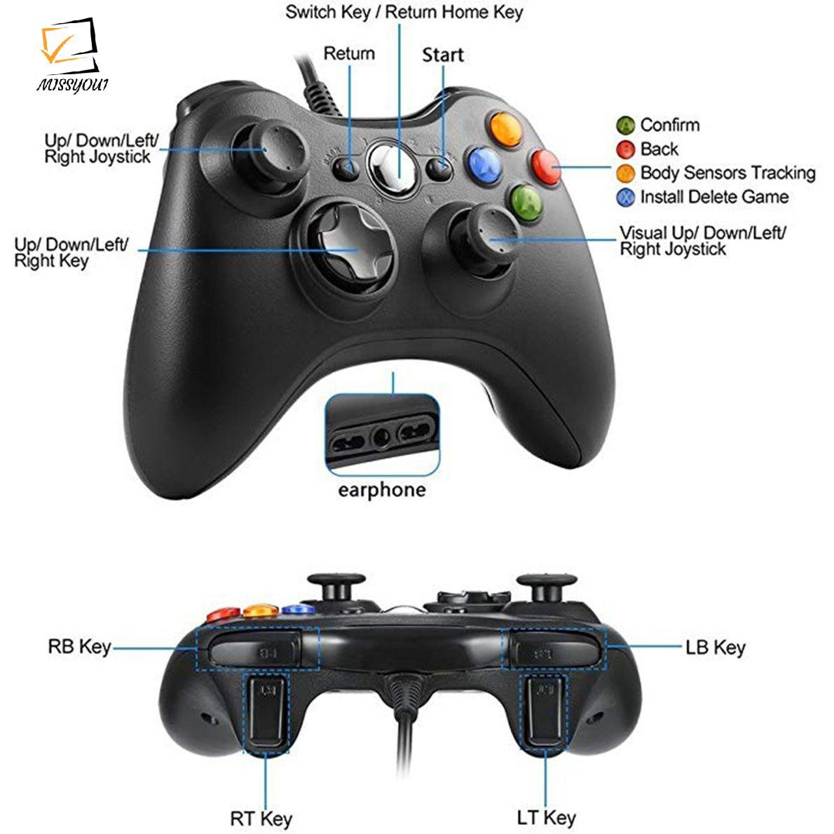 Tay Cầm Chơi Game Có Dây Kết Nối Usb Cho Microsoft Xbox 360