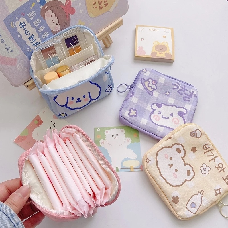 Túi Đựng Đồ Vệ Sinh Cá Nhân/Đồ Trang Điểm Sức Chứa Lớn In Họa Tiết Hoạt Hình Dễ Thương Có Khóa Kéo Tiện Dụng Cho Nữ