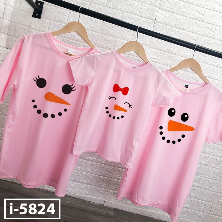 ➡️I5824 Áo Thun Gia Đình Noel Cổ Tròn Tay Ngắn Chất Thun Cotton Co Gian 4 Chiều Mềm Mịn ✨Áo Phông Bán Chạy❤