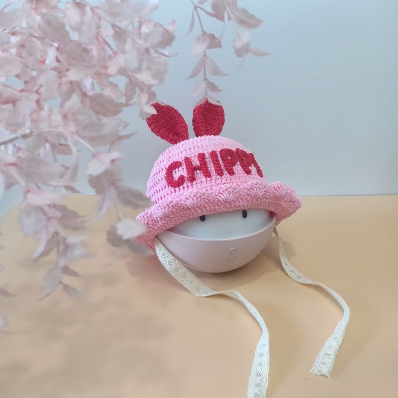 Mũ len tai thỏ kèm tên cho bé từ sơ sinh