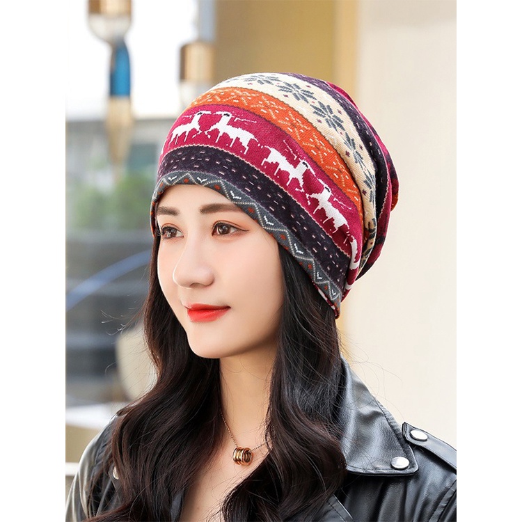 Nón Len Trùm Đầu Họa Tiết Hoa Tuyết Thời Trang Cho Nữ