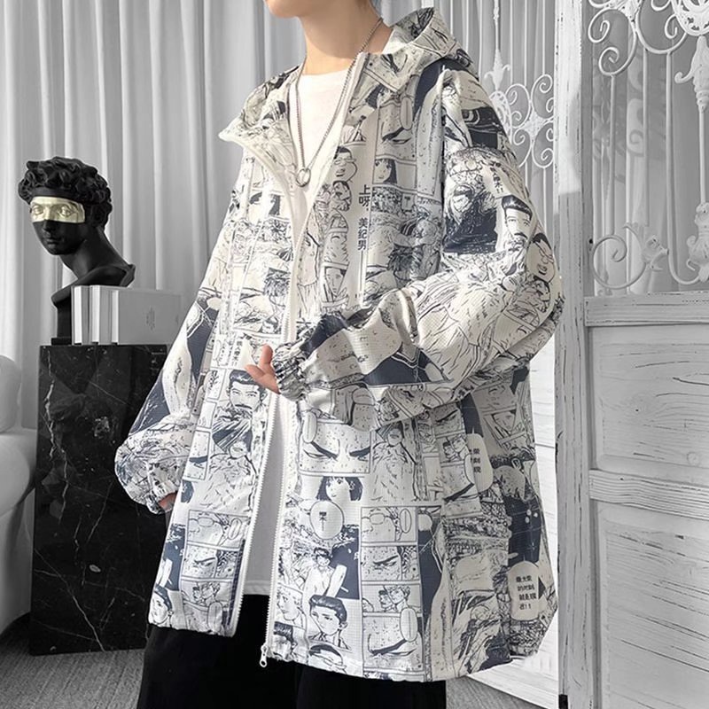 Áo Khoác Có Mũ Trùm In Hình Anime Thời Trang Mùa Thu Đông Dành Cho Nam