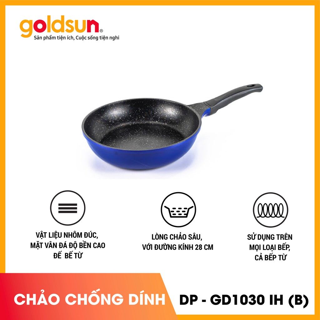 Chảo ceramic Goldsun 🎉FREESHP️🎉 Chảo chống dính sâu lòng DP-GD1030 IH (B) phi 30cm