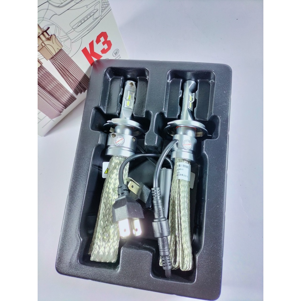 Đèn pha led K3 chân H4 chính hãng bảo hành 1 năm lắp cho xe máy và ô tô sáng siêu mạnh