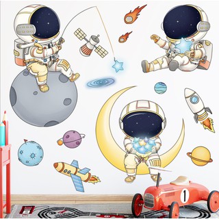 Decal dán tường mẫu : Bé khám phá vũ trụ