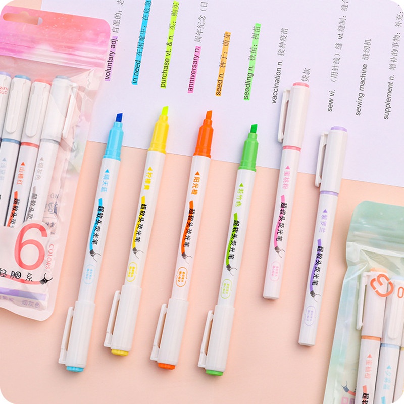 Set 6 bút đánh dấu RUIXIANG đầu xiên mềm dùng viết trang trí album ảnh