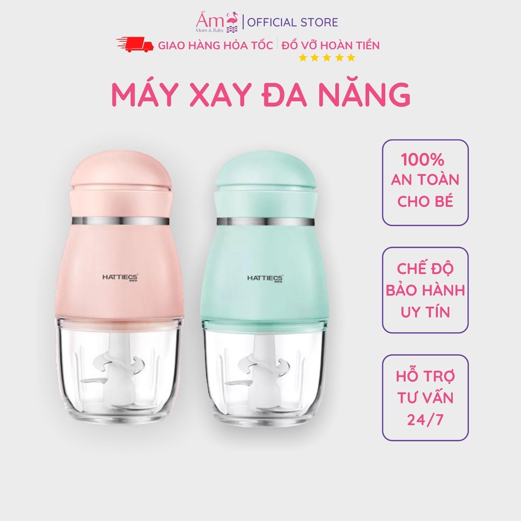 Máy Xay Đa Năng Hattiecs Cối Thủy Tinh ẤM GIFT DECOR Chế Biến Đồ Ăn Dặm