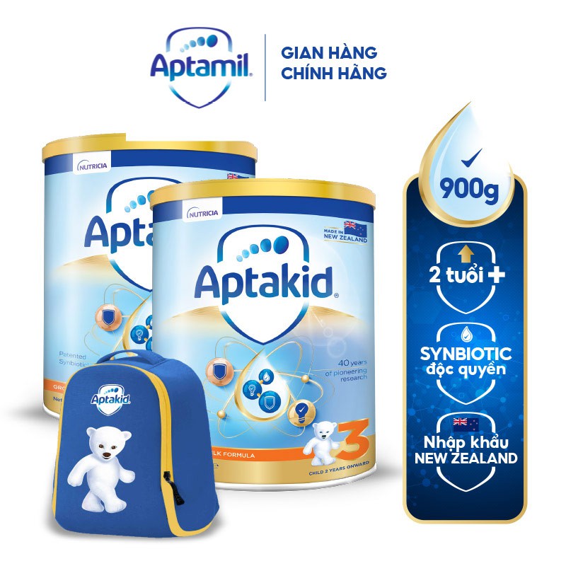 Combo 2 Sữa bột Aptakid New Zealand hộp thiếc (900g/lon) cho bé từ 24 tháng tuổi