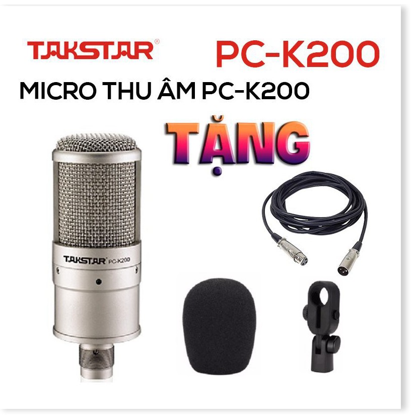 【Chính hãng】Mic thu âm chuyên nghiệp cao cấp Takstar PC-K200 tặng dây xl-xlr hát karaoke, livestream, bán hàng