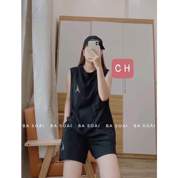 Sét tanktop logo người kèm bra đồng màu COH577