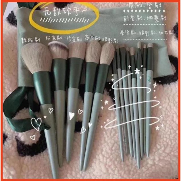 Bộ Cọ Trang Điểm Cao Cấp Fix+ 13 Món Đánh Siêu Thích Kèm Túi Nhung Đựng Cọ Sang Chảnh - Y150