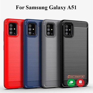 Ốp lưng dẻo Samsung Galaxy A51 vân sợi cacbon chống sốc Rugger Amor