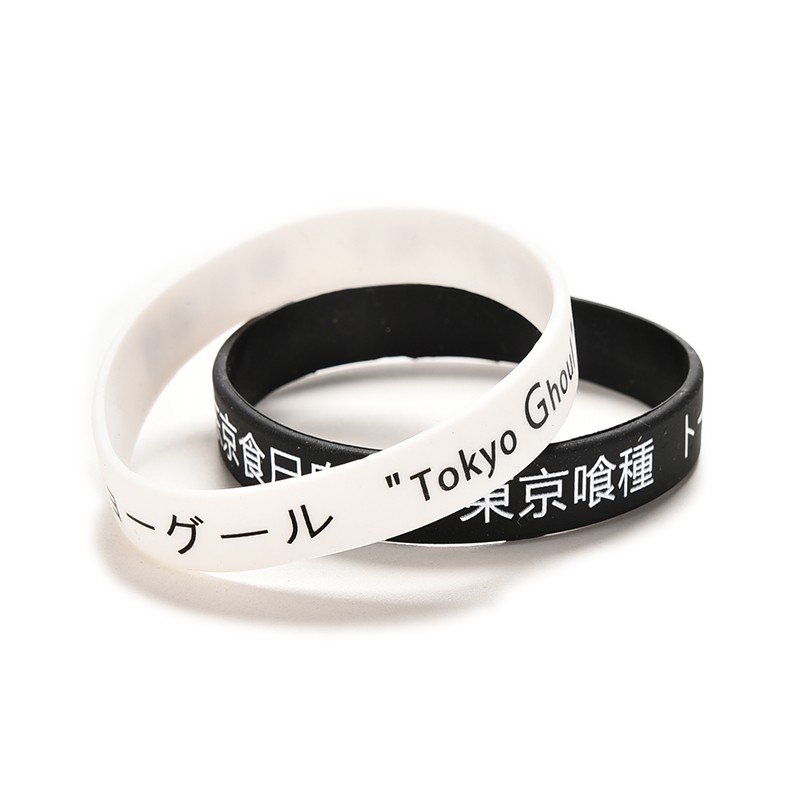 [Protectufine] Vòng Đeo Tay Silicon Màu Đen Họa Tiết Hoạt Hình Tokyo Ghouls