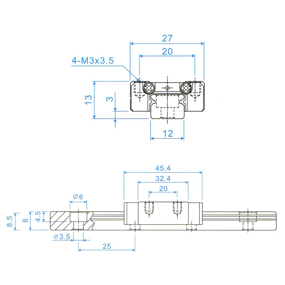 1 Thanh Trượt Tuyến Tính MGN12H MGN12C L 100 350 400 500 600 800mm Cho Máy In 3D
