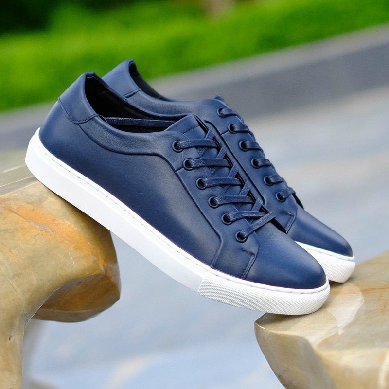 Giày Sneaker Nam Da Bò Màu Đen Đế Trâng - Màu Trắng Đế Trắng - Màu Xanh Đế Trắng | BigBuy360 - bigbuy360.vn