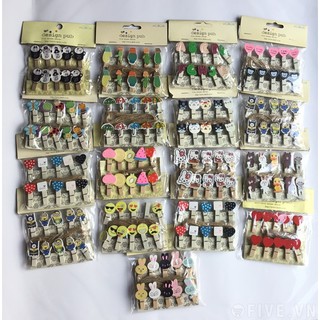 Kẹp gỗ nhiều hình dễ thương (10 kẹp+ dây)