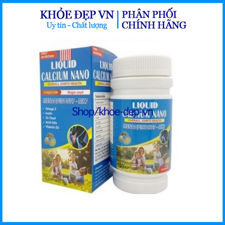 Viên uống bổ sung canxi Liquid Calcium Nano giúp chắc khỏe xương, giảm loãng xương - Lọ 100 viên