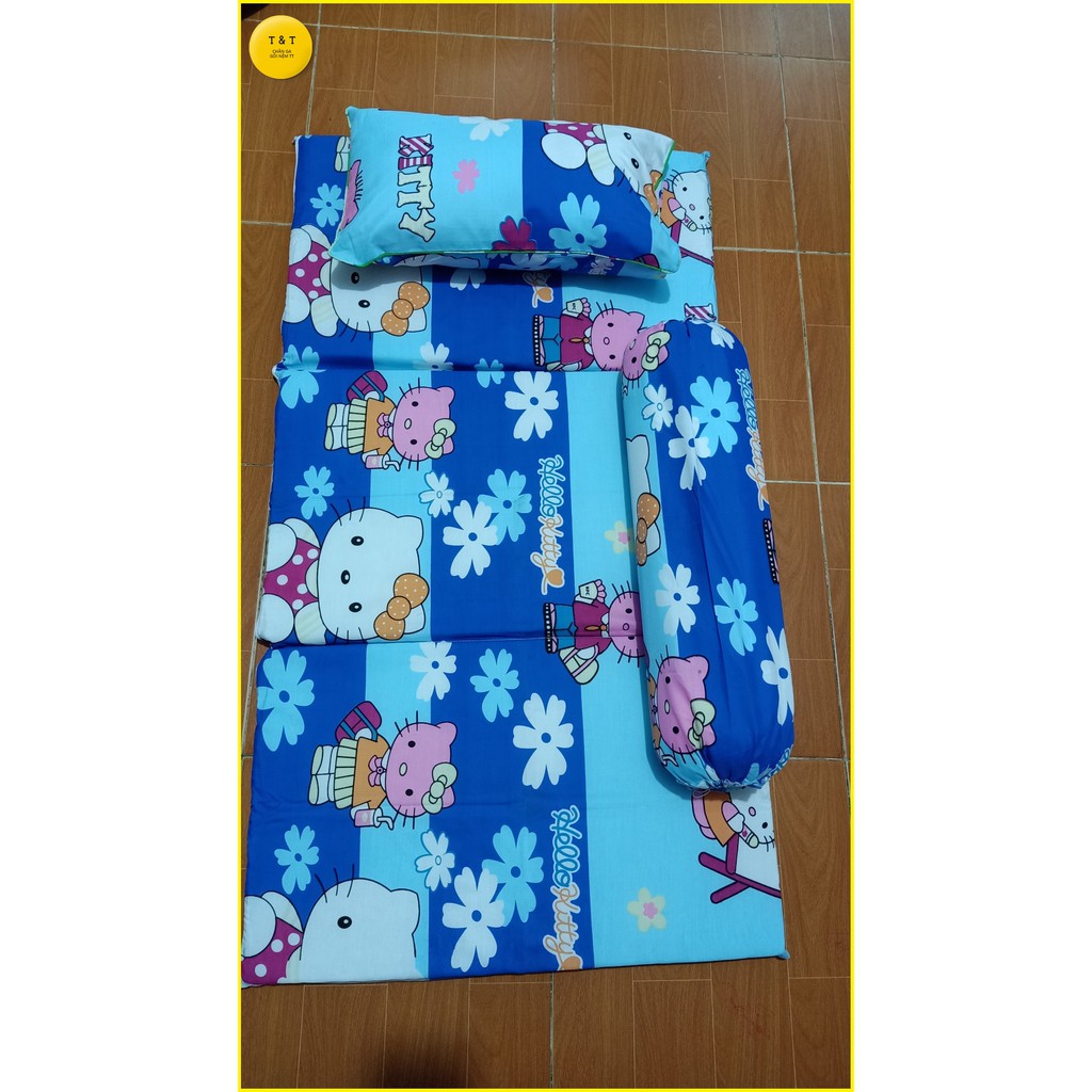 Bộ nệm gòn gấp 3 cho bé lớp 1 2 3 đi học 70 x 1m2 x 3cm