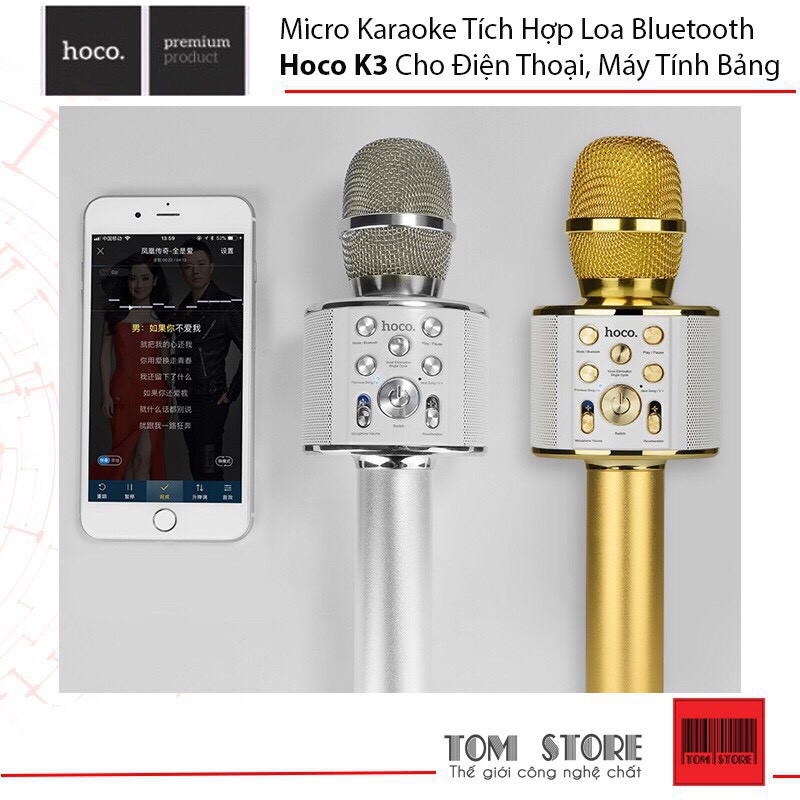 Mic Karaoke tích hợp Loa Bluetooth Hoco BK3 Cho điện thoại, máy tính bảng - BH 12 Tháng