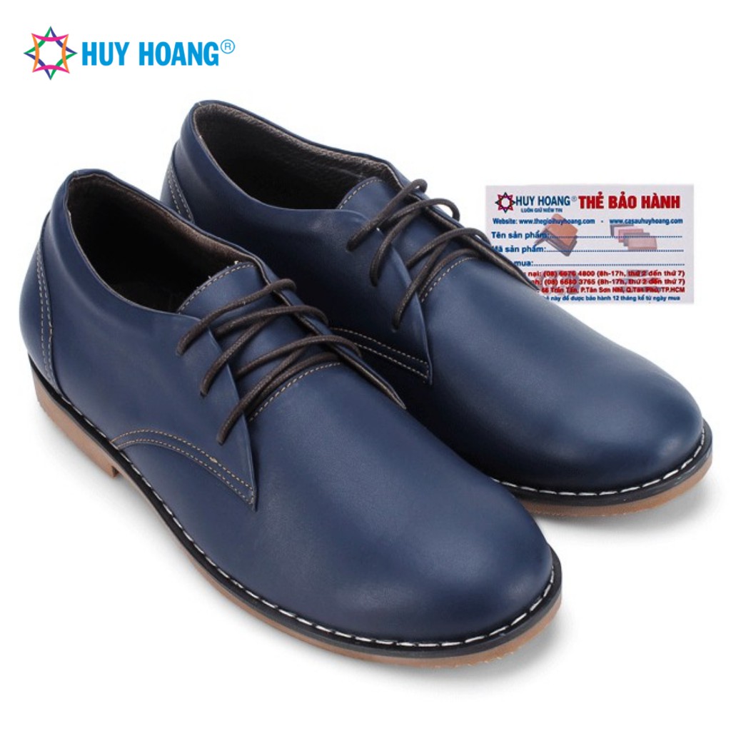 Giày Mọi Nam Da Bò Cột Dây Huy Hoàng LS7775 - Xanh Đen (Size 38->43)