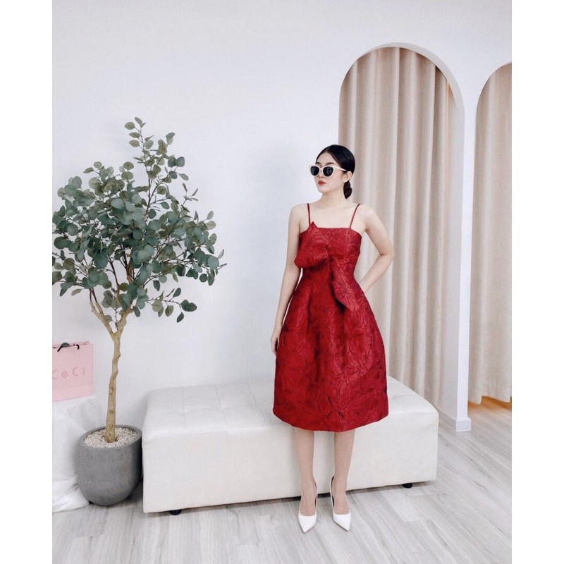 Đầm dự tiệc 🌷Hình thật 100%🌷Đầm đi tiệc 2 dây gấm hoa