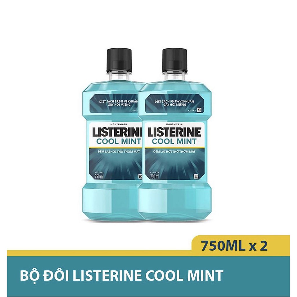 Combo 2 Nước Súc Miệng Hương Bạc Hà Listerine Cool Mint (750ml/Chai)