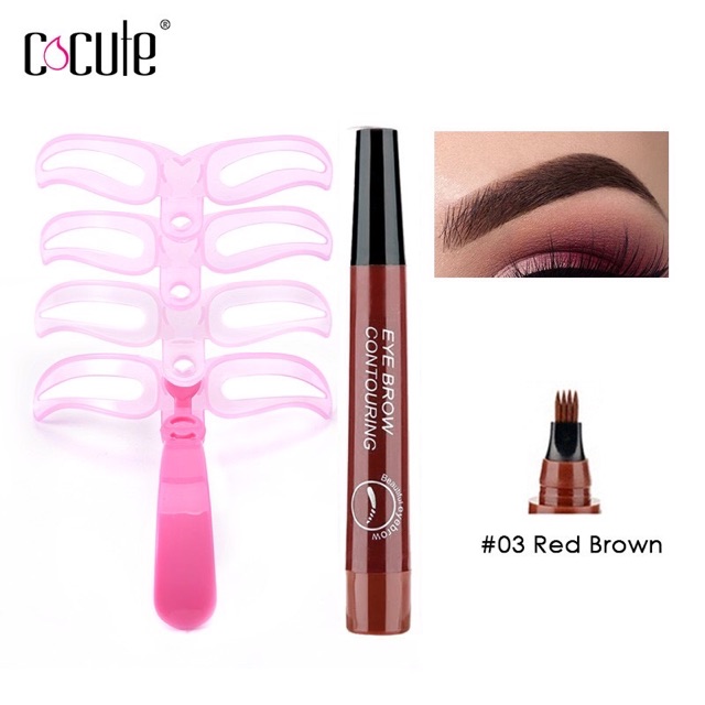 Combo Bộ 4 cặp khuôn kẻ chân mày và bút kẻ mày
