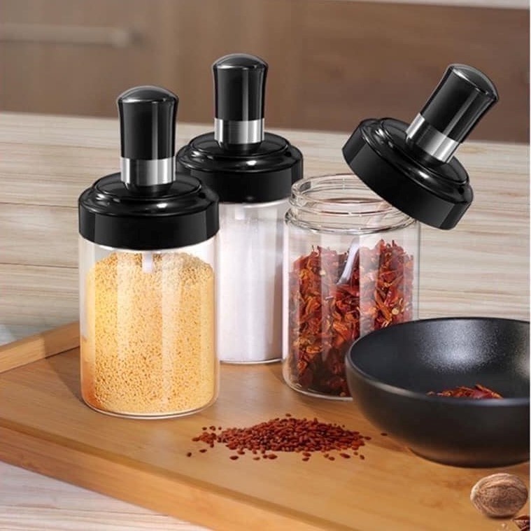 Lọ Đựng Gia Vị Thuỷ Tinh Kèm Thìa Hũ Dung Tích 250ml Đa Năng Tiện Dụng