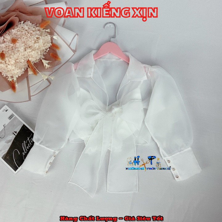 Set áo kiểu voan kiếng siêu xinh thắt nơ mẫu mới thời trang 2020-A20