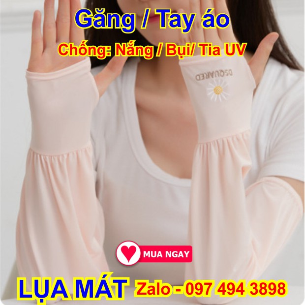 Găng tay áo vải lụa chống nắng, chống bụi chống tia uv cực tốt màu hồng