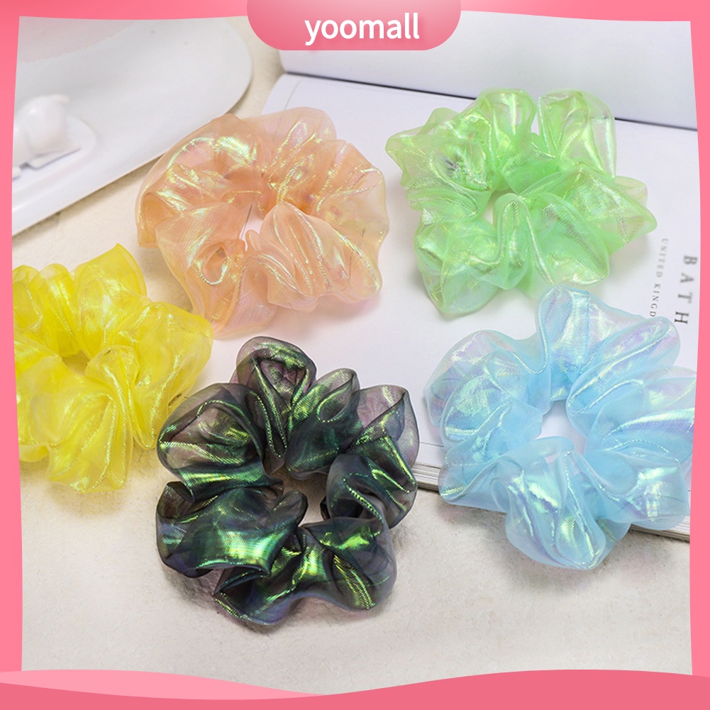 Dây Buộc Tóc Co Giãn Màu Trơn Lấp Lánh