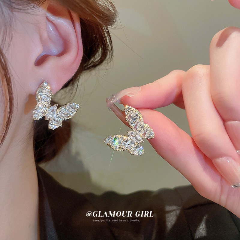 Bông Tai Mạ Bạc 925 Đính Đá Zircon Ngọc Trai Sang Trọng Phong Cách Hàn Quốc