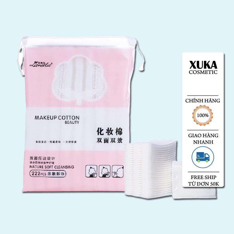 Bông Tẩy Trang  Lameila 222 miếng Xuka Cosmetic 100% Cotton Hàng Chính Hãng Nội Địa Trung