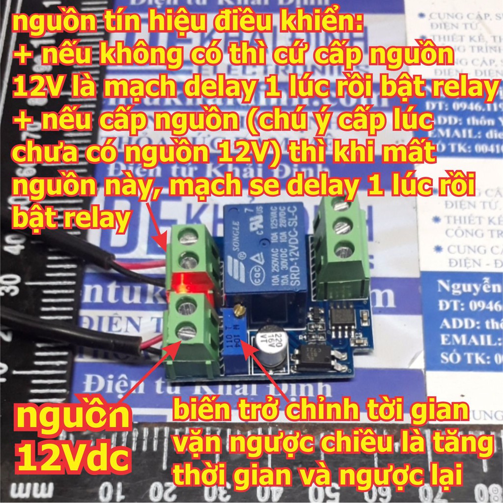 MODULE DELAY tạo trễ 0-20S, RELAY 12V kde4901