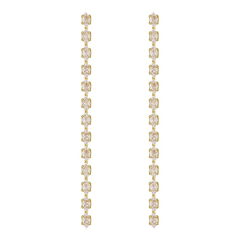 Bông tai dáng dài đính đá zircon phong cách Hàn Quốc sang trọng thời trang cho nữ