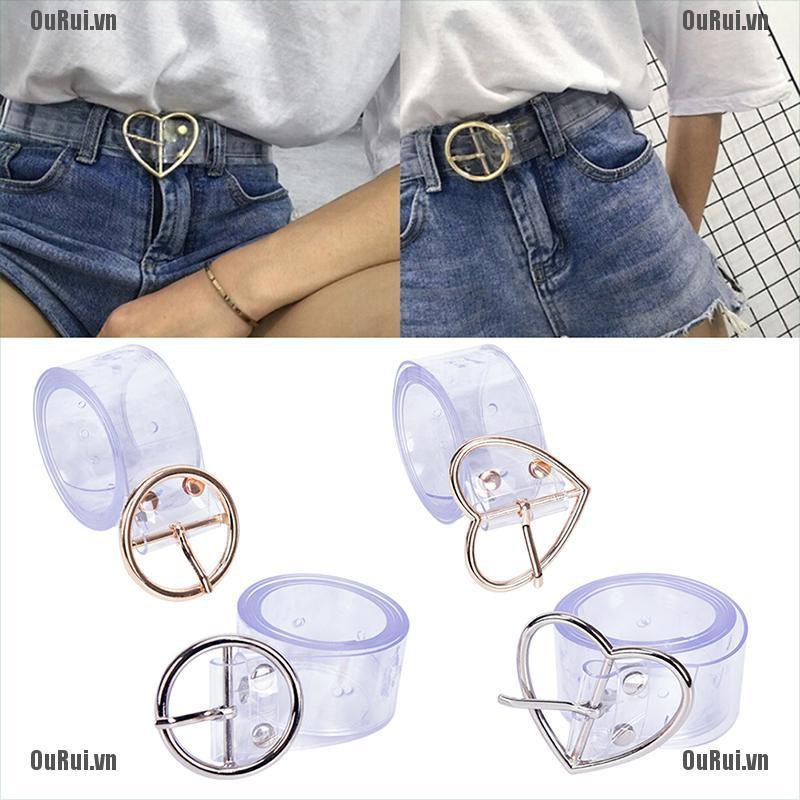 Thắt Lưng Trong Suốt Phối Khóa Trái Tim Xinh Xắn Cho Nữ