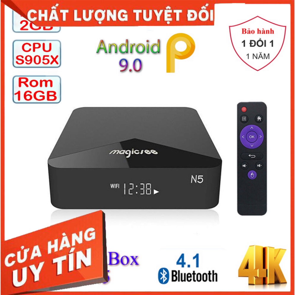 GIÁ CỤC KHỦNG Android Tivi Box Magicsee N5 Android 9.0 Chip S905X Ram 2GB Rom 16GB Xem phim GIÁ CỤC KHỦNG