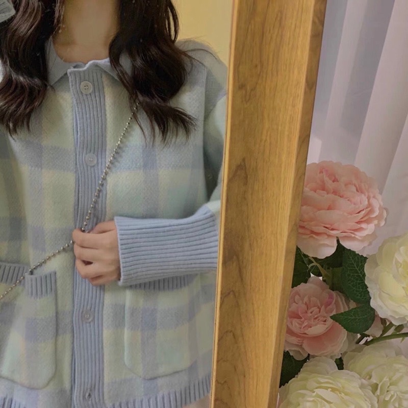 Áo len phối sọc xanh vintage | BigBuy360 - bigbuy360.vn