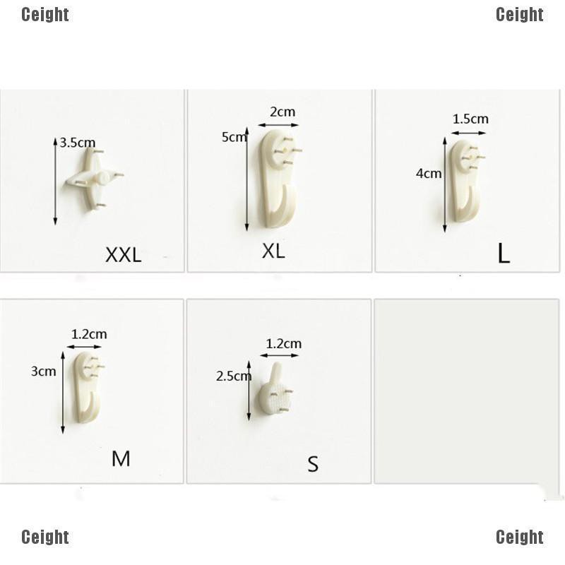 Set 10 đinh treo tranh khung ảnh lên tường trơn không để lại dấu vết 4 kích thước tùy chọn