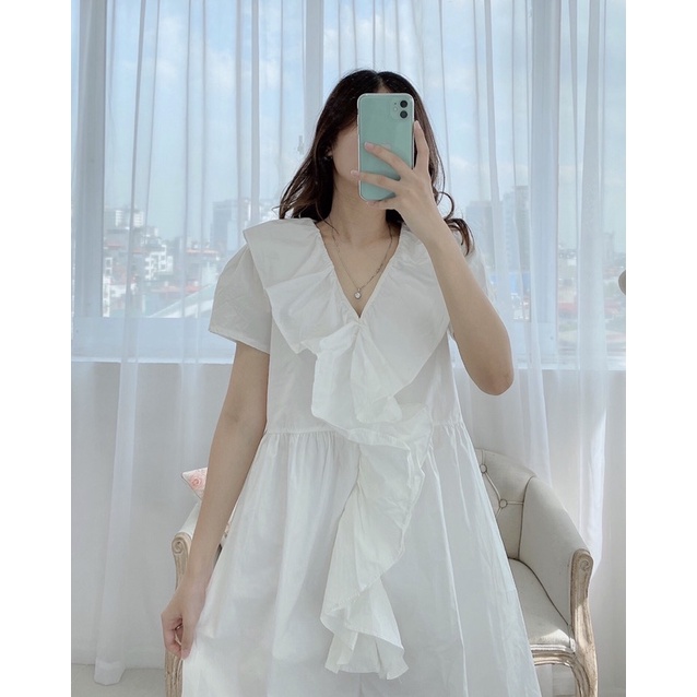 Váy cổ bèo nữ tính điệu đà (Ảnh Thật)