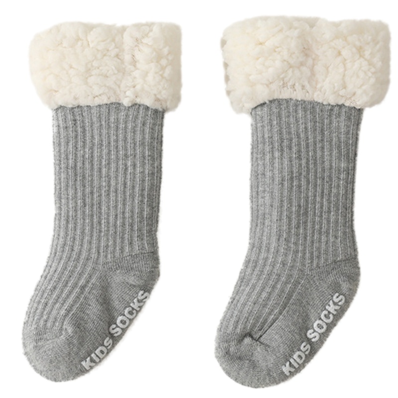 Vớ Cotton Len Lông Cừu Dày Dặn Chống Trượt Màu Trơn Giữ Ấm Mùa Đông Dành Cho Bé Trai Bé Gái Sơ Sinh