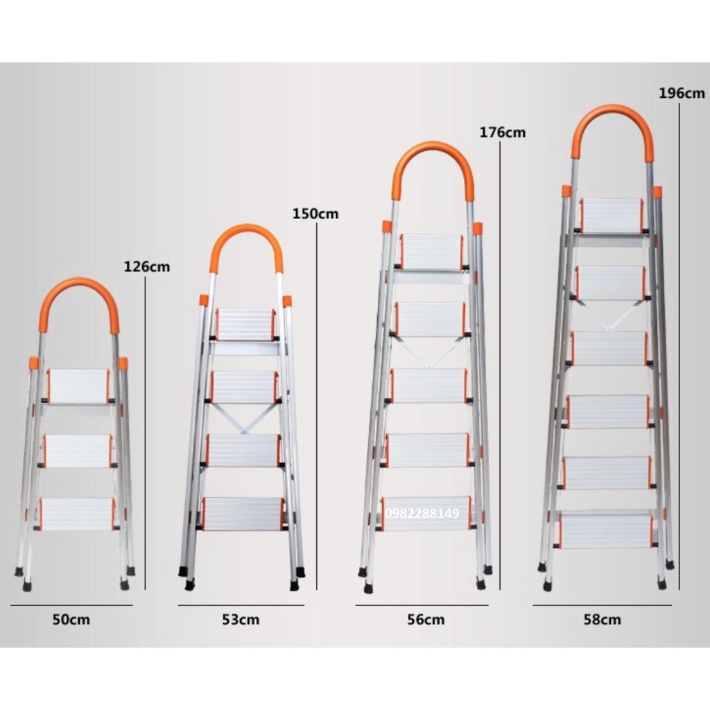 THANG GHẾ NHÔM CAO 3 BẬC,4 BẬC,5 BẬC,6 BẬC,7 BẬC.