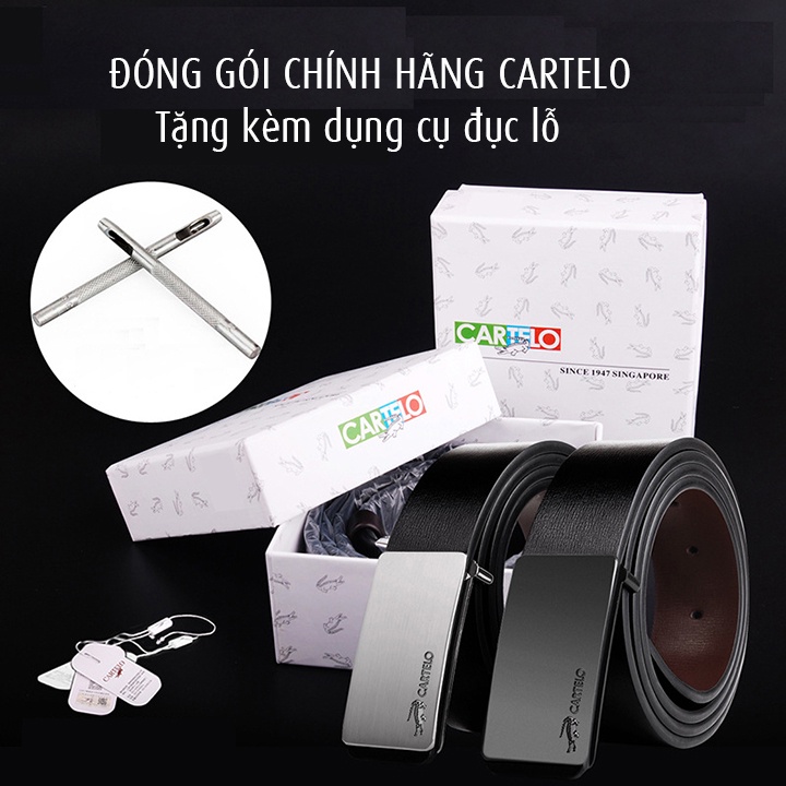 Thắt lưng nam khoá kim giấu đuôi dây, da bò 2 lớp  CARTELO - TL2207