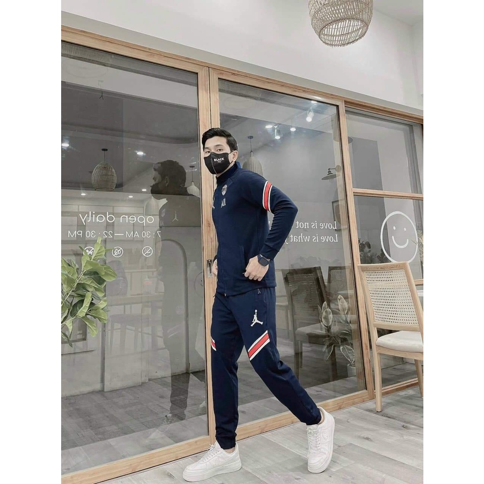 Bộ thun thu đông PSG 21/22 xanh đen
