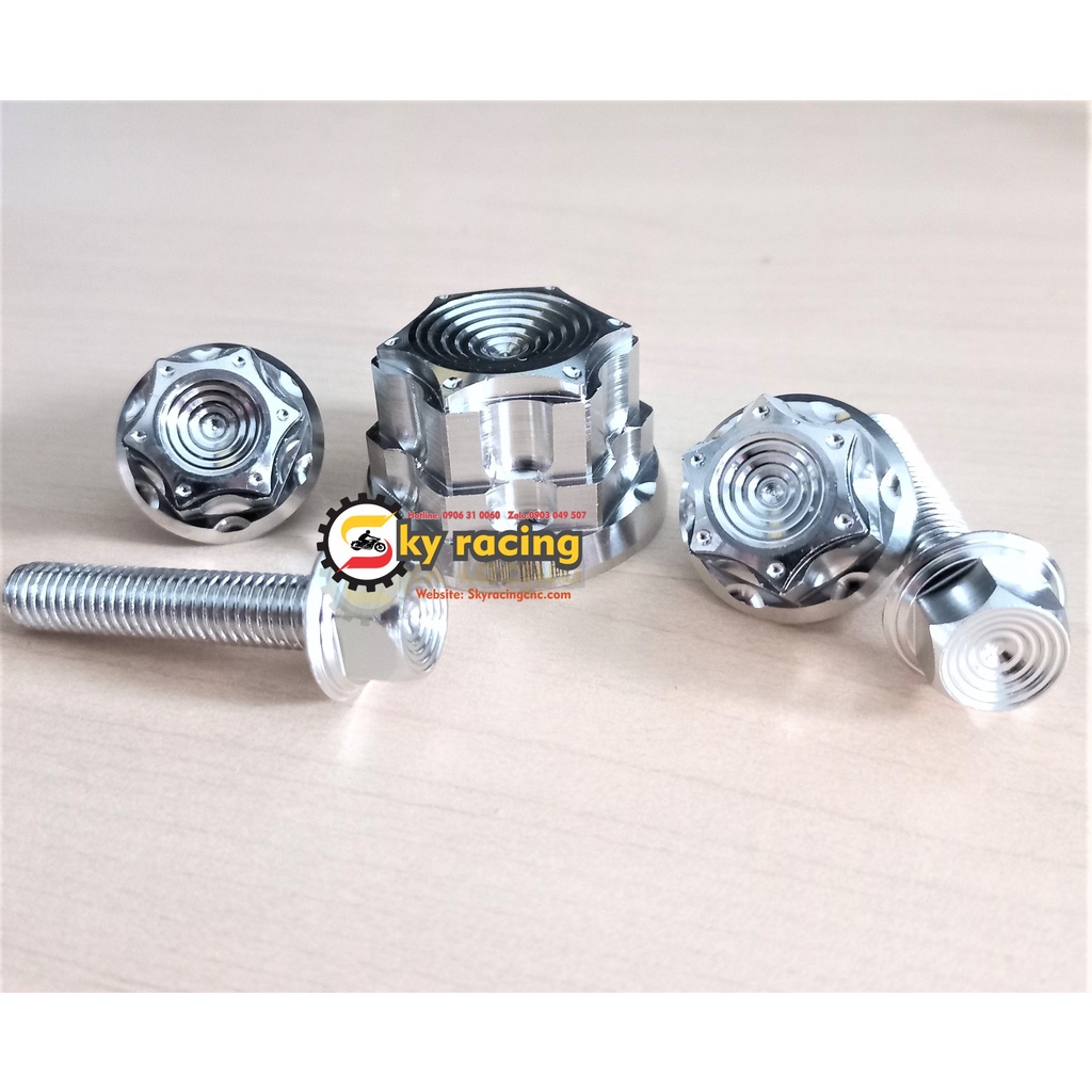 Bộ 5 con ốc chản pa INOX 304 kiểu thái gắn cho Sonic, Raider Fi