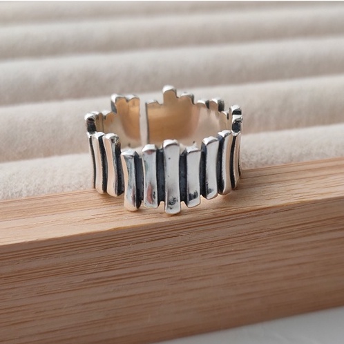 Nhẫn Nam Bạc Mảnh Ghép Han Ring Đẹp Cá Tính Unisex HipHop Basic Ngầu Trơn Nam Lucifer Store Nhẫn Titan Không Gỉ -Han Rin