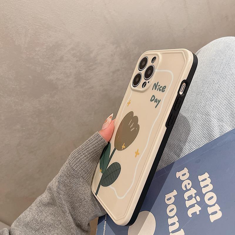 Ốp Lưng Điện Thoại Họa Tiết Hoa Màu Trắng Cho Iphone