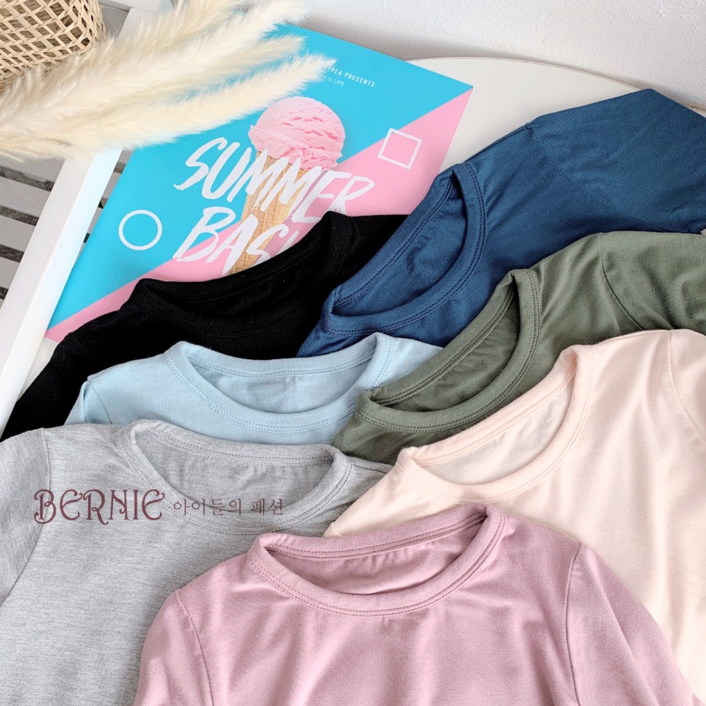 Bộ thun lạnh dài tay unisex cho bé, bộ dài tay vải thun lạnh cạp cao chun mềm