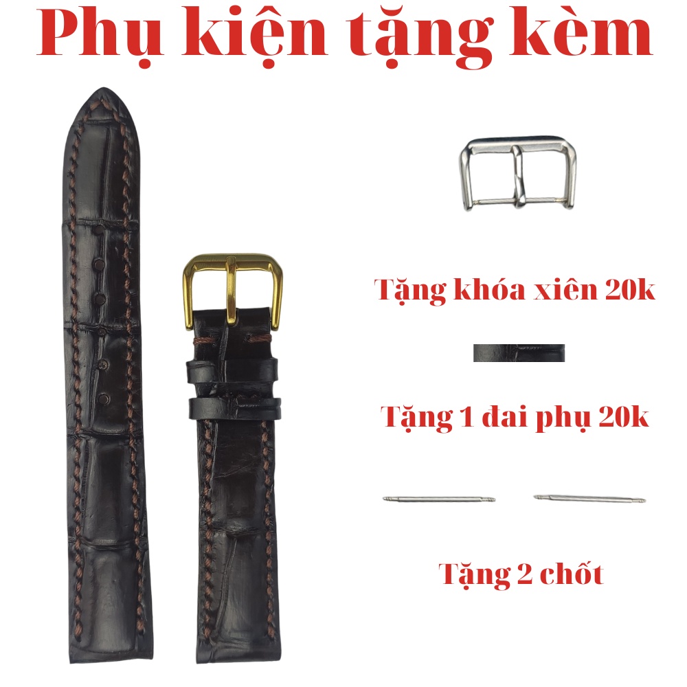 Dây da đồng hồ handmade da cá sấu