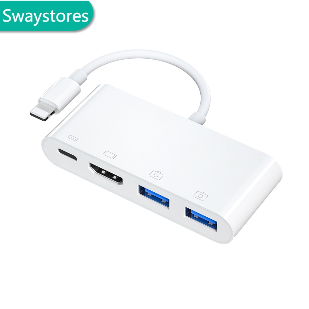 SW Cáp tương thích Lightning To 1080P HDMI 2-USB 3.0 Digital AV TV Bộ chuyển đổi OTG Bộ sạc Lightning Hub USB